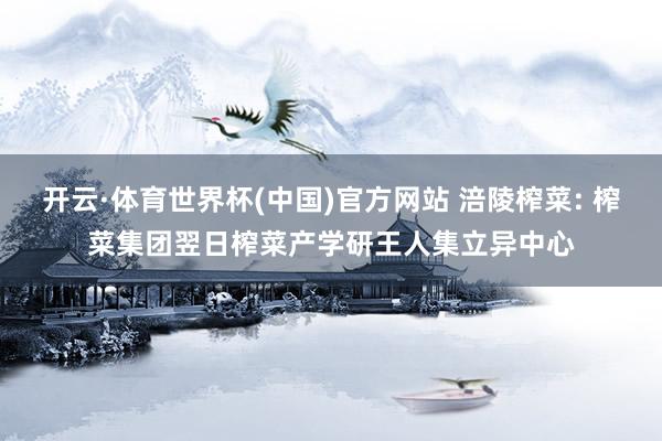 开云·体育世界杯(中国)官方网站 涪陵榨菜: 榨菜集团翌日榨菜产学研王人集立异中心