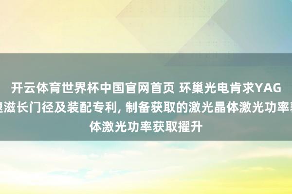 开云体育世界杯中国官网首页 环巢光电肯求YAG晶体快速滋长门径及装配专利, 制备获取的激光晶体激光功率获取擢升