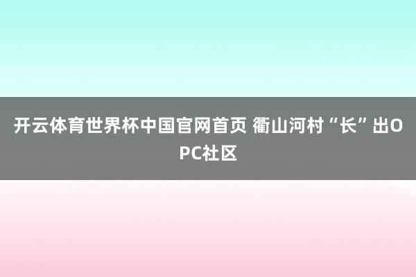 开云体育世界杯中国官网首页 衢山河村“长”出OPC社区