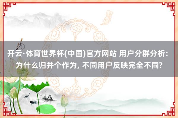 开云·体育世界杯(中国)官方网站 用户分群分析: 为什么归并个作为， 不同用户反映完全不同?