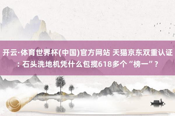 开云·体育世界杯(中国)官方网站 天猫京东双重认证: 石头洗地机凭什么包揽618多个“榜一”?