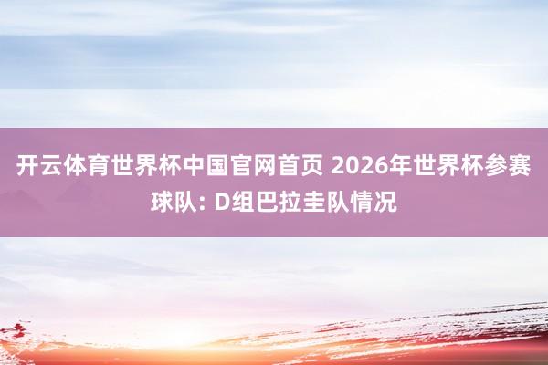 开云体育世界杯中国官网首页 2026年世界杯参赛球队: D组巴拉圭队情况