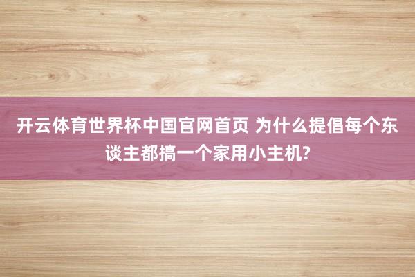 开云体育世界杯中国官网首页 为什么提倡每个东谈主都搞一个家用小主机?