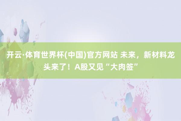 开云·体育世界杯(中国)官方网站 未来,新材料龙头来了!A股又见“大肉签”