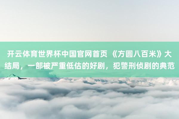 开云体育世界杯中国官网首页 《方圆八百米》大结局,一部被严重低估的好剧,犯警刑侦剧的典范