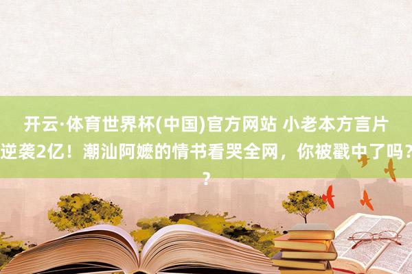 开云·体育世界杯(中国)官方网站 小老本方言片逆袭2亿!潮汕阿嬷的情书看哭全网,你被戳中了吗?