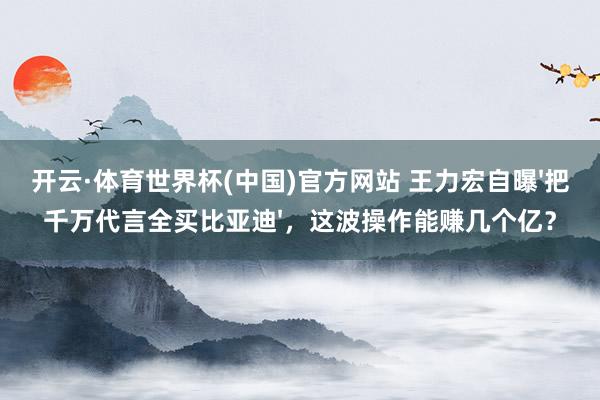 开云·体育世界杯(中国)官方网站 王力宏自曝'把千万代言全买比亚迪'，这波操作能赚几个亿？