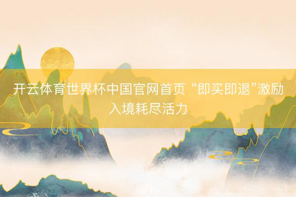 开云体育世界杯中国官网首页 “即买即退”激励入境耗尽活力