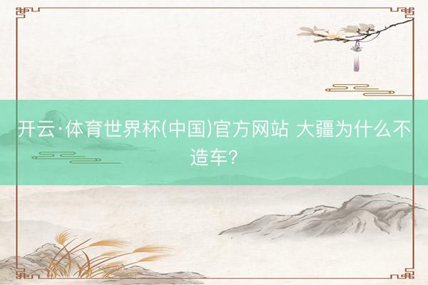 开云·体育世界杯(中国)官方网站 大疆为什么不造车?
